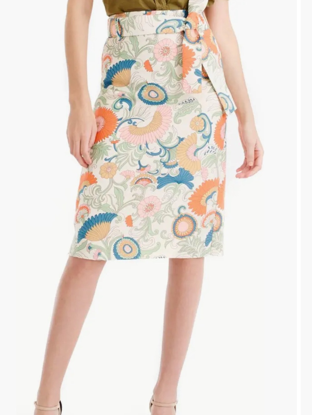 J.Crew Tie Waist Ornate Floral Skirt | 10 - Picture 2 of 10